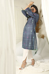 DC-0277 BLUE EMBROIDERED KURTA